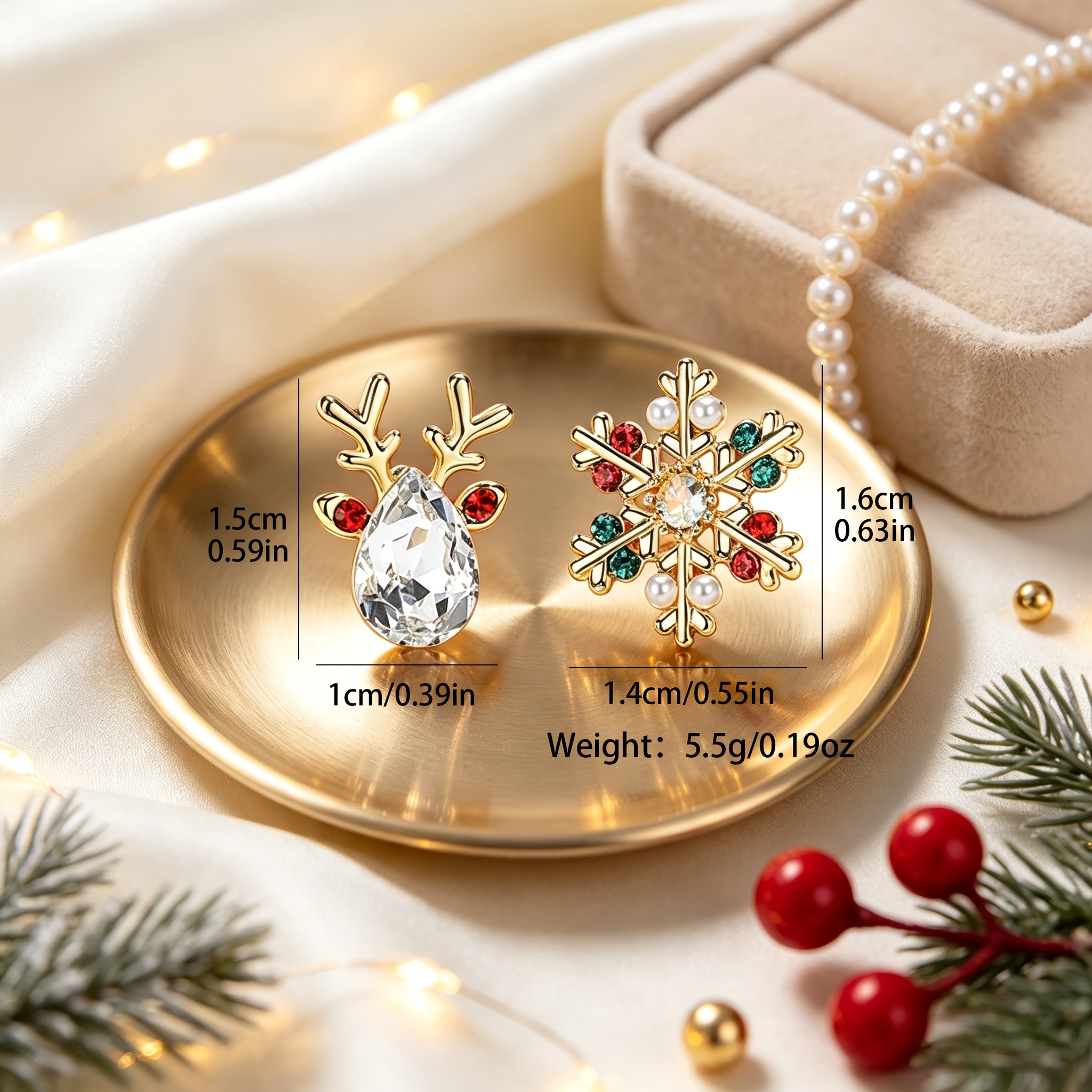 Women's Deer Head with Snowflake Stud Earrings